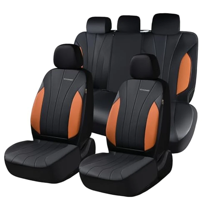 Coverado Car Seat Covers Full Set, Automotive Front and Rear Seat Covers, Leather Car Seat Covers Full Set 5 Seats, Airbag-Compatible, Brown Seat Covers for SUV Sedan Truck by Coverado - Used - Very Good condition - US$36.11