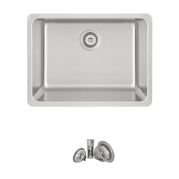 Stylish 23 x 18 Inch Drop in or Undermount Kitchen Sink 9 Inches Deep Single Bowl 30mm Radius Corners 18G Stainless Steel Sink with Standard Metal Strainer, S-203T by Stylish - Used - Very Good condition - CA$151.06