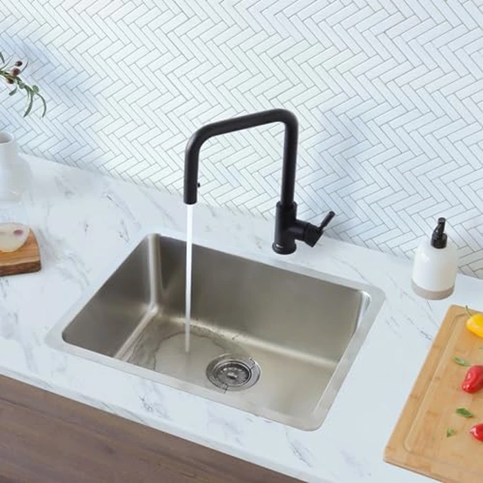Stylish 23 x 18 Inch Drop in or Undermount Kitchen Sink 9 Inches Deep Single Bowl 30mm Radius Corners 18G Stainless Steel Sink with Standard Metal Strainer, S-203T by Stylish - Image 9