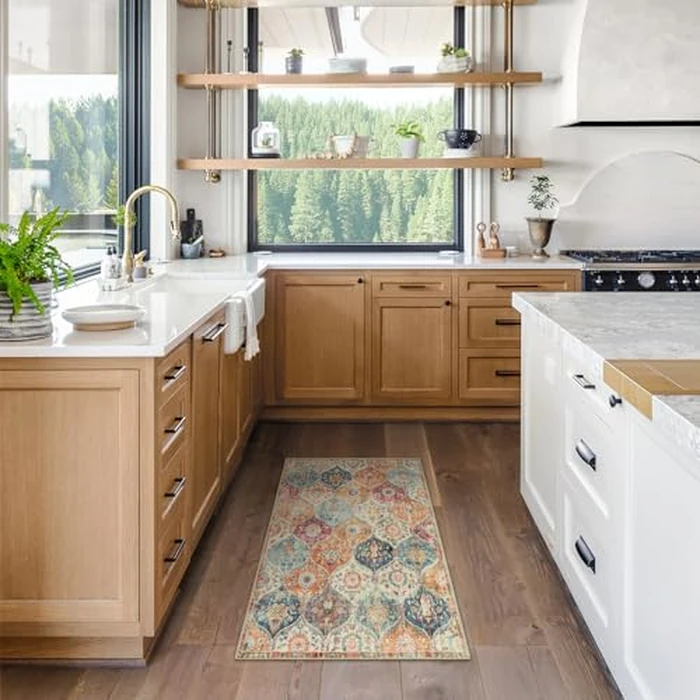 Lahome Moroccan Trellis Washable Rug, 2x3 Kitchen Rugs for Entryway Bathroom, Non-Slip Indoor Door Mat Ultra-Thin, Small Oriental Throw Carpet for Bedroom Entry Elise, Cream/Multi by Lahome - Image 5