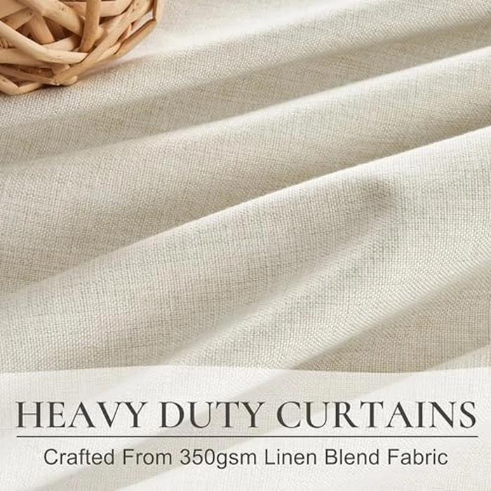 QJmydeco Pinch Pleat Cream Linen 102 Inch Long Curtains for Dining Room 2 Panels Set, Neutral Blackout Viral Curtain with Hooks Rings Back Tab for Office/Sunroom Privacy Thermal Drapes 40" W x 102" L by QJmydeco - Image 3