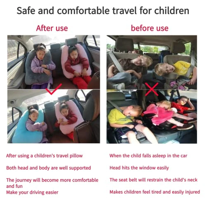 FHSGGP Travel Pillow Car Pillow Kid Car Sleeping The Sleeping Aid for Adults and Kids on Road Trips Kids Travel Pillow Gray by FHSGGP - Image 2