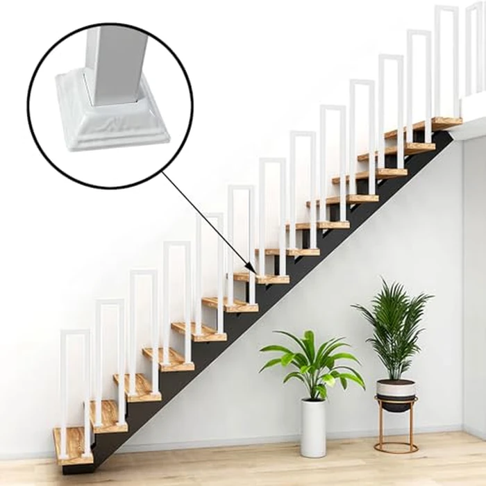 JuneFanwei 3FT White Sturdy Non-Slip U-Shaped Safety Guardrail, Equipped with Decorative Cover, Retro Industrial Iron Handrail, Stylish & Safe Grab Bars, for Indoor and Outdoor Steps by JuneFanwei - Image 2