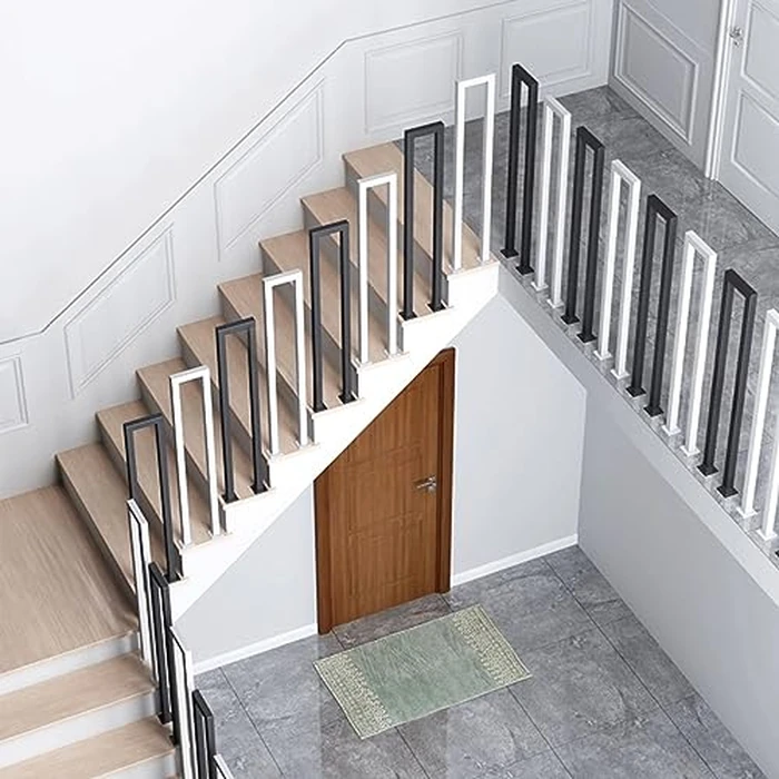 JuneFanwei 3FT White Sturdy Non-Slip U-Shaped Safety Guardrail, Equipped with Decorative Cover, Retro Industrial Iron Handrail, Stylish & Safe Grab Bars, for Indoor and Outdoor Steps by JuneFanwei - Image 7