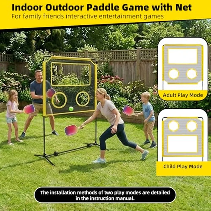 Ziziella Indoor Paddle Game with Net, Portable Pickleball Set with Net for Family or Solo Fun, All in One Outdoor Sports - Badminton, Pingpong, Tennis for Lawn, Backyard, Camping, Beach by ziziella - Image 2