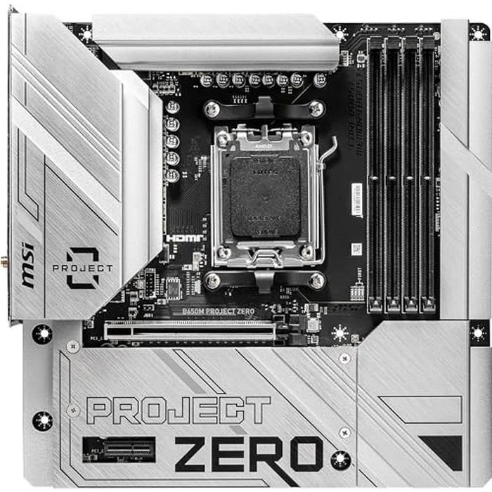 MSI B650M Project Zero Gaming Motherboard (AMD Ryzen 9000/8000/7000 Series Processors, AM5, DDR5, PCIe 4.0, M.2 Slots, SATA 6Gb/s, USB 3.2 Gen 2, HDMI/DP, Wi-Fi 6E, Bluetooth 5.3, 2.5Gbps LAN, mATX) by msi - Image 2