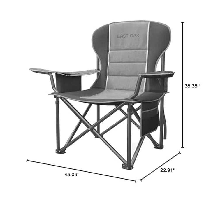 East Oak Camping Folding Chair, Heavy Duty Support 500 LBS Camping Chairs for Adults, 600D Oxford Lawn Chairs with Side Pocket and Cup Holder, Outdoor Chairs for Sports Beach Fishing, Blue by EAST OAK - Image 6