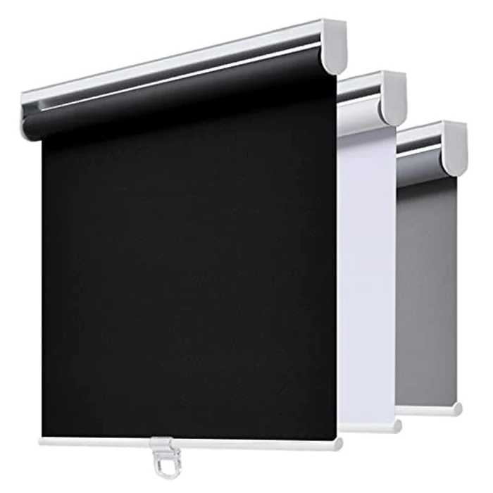 AOSKY Cordless Roller Shades Blackout Blinds for Windows Room Darkening Rolled Up Shades with Spring System, UV Protection Window Shades Door Blinds for Home 147W x 183H cm (58" W x 72" H),Black by AOSKY - Used - Acceptable condition - CA$53.68