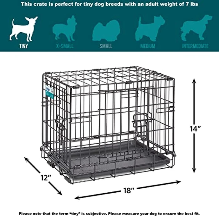MidWest Homes for Pets 18-Inch iCrate for Tiny Breeds, Up to 10 lbs, Double Door Folding Dog Crate with Divider Panel, Leak-Proof Tray & Secure Latches, Portable, Durable & Easy to Assemble by MidWest Homes for Pets - Image 8