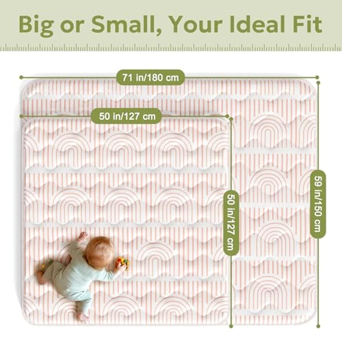 Mallify Baby Play Mat 50"x50", Non-Slip Baby Mat for Floor, Soft Thicker Playpen Mat, Portable Playmat, Crawling Mat for Infants, Babies, Toddlers, Activity Mat, Pink by Mallify - Image 8