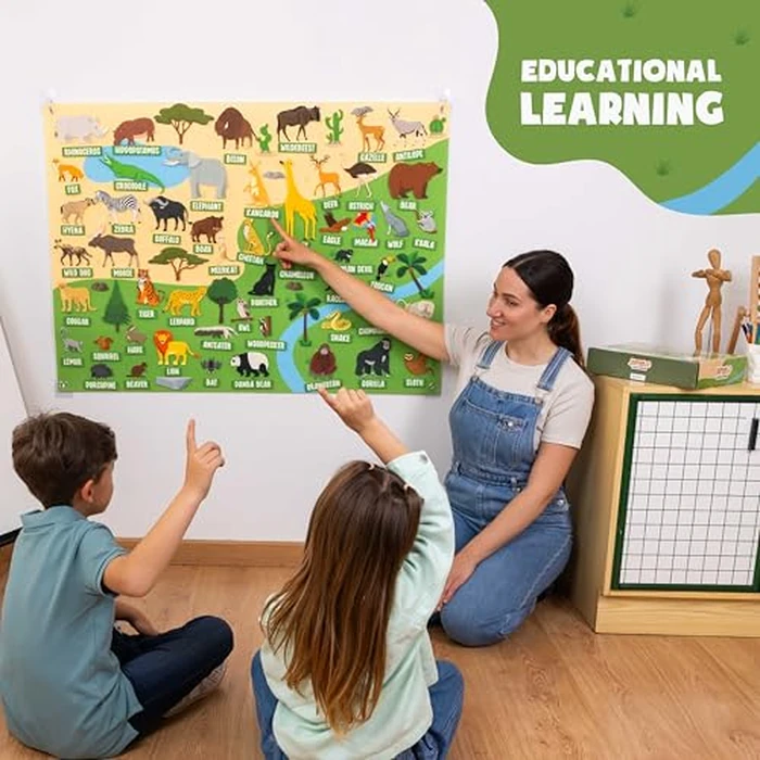 BONNYCO Felt Board for Toddlers with 116 Jungle Animals Figures. Montessori and Sensory Toys, Birthday Gifts for Kids 3-8 Years Old. Educational Games Learning Activities Christmas by BONNYCO - Image 3