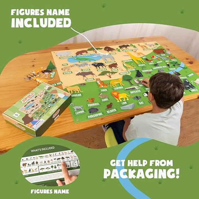 BONNYCO Felt Board for Toddlers with 116 Jungle Animals Figures. Montessori and Sensory Toys, Birthday Gifts for Kids 3-8 Years Old. Educational Games Learning Activities Christmas by BONNYCO - Image 4