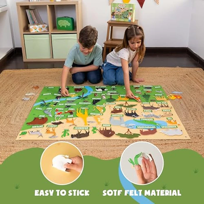 BONNYCO Felt Board for Toddlers with 116 Jungle Animals Figures. Montessori and Sensory Toys, Birthday Gifts for Kids 3-8 Years Old. Educational Games Learning Activities Christmas by BONNYCO - Image 6