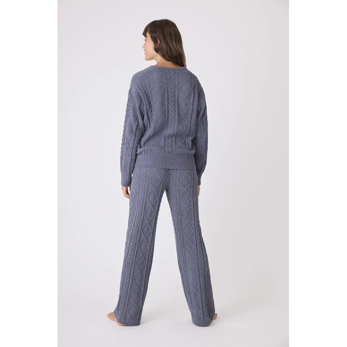 P.J. Salvage Women's Cable Crew Lounge Long Sleeve Top, Charcoal, X-Small by PJ Salvage - Image 2