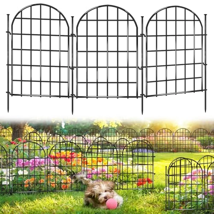 32.5 ft(L) x 22 in(H) Garden Fence, 30 Panels Arched No Dig Fence, Decorative Animal Barrier Fencing with Ground Stake, Rustproof Metal Garden Edging Border for Dog, Rabbit, Outdoor Yard Patio Decor by AVELOTUUG - Used - Like New condition - US$55.19