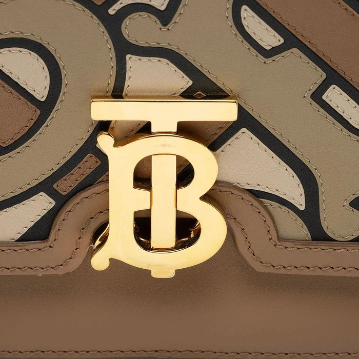 Burberry TB Monogram Leather TB Small Flap Bag - Leather - Brown by Burberry - Image 9