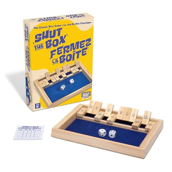 Shut The Box by Relatable, The Classic Choice for Tabletop Games, Math Games, Board Games for Kids and Adults, and Strategy Games, Includes 2 Dice, 1 Wooden Box, 1 Scorepad, and Instructions by What Do You Meme - Image 1