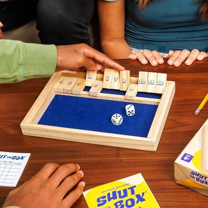 Shut The Box by Relatable, The Classic Choice for Tabletop Games, Math Games, Board Games for Kids and Adults, and Strategy Games, Includes 2 Dice, 1 Wooden Box, 1 Scorepad, and Instructions by What Do You Meme - Image 2