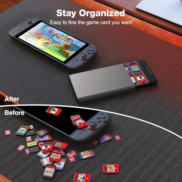 HEIYING Switch Game Card Case for Switch 2 / OLED / Lite Games Cards, Metal Game Storage Holder with 20 Games Card Slots and 20 Micro SD Cards Slots by HEIYING - Image 5