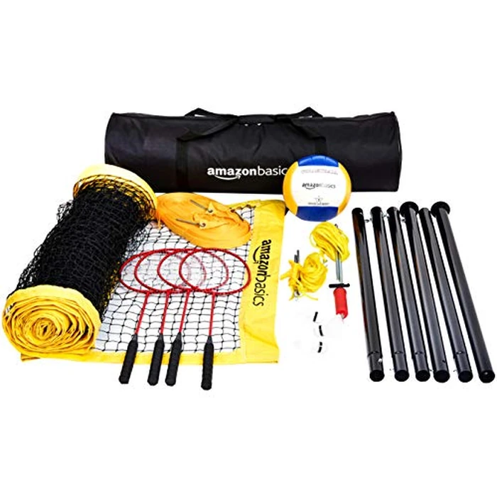 Amazon Basics Portable Outdoor Volleyball and Badminton Combo Set with Sturdy Poles and Storage Bag by Amazon Basics - Used - Very Good condition