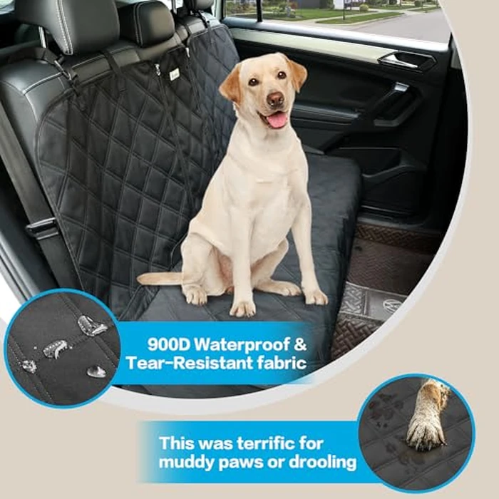 ALLANSING Back Seat Cover for Large SUVs/Trucks Rear Split Bench - Heavy-Duty 900D Waterproof Non-Slip Car Seat Protector for Messy Pet Dogs & Kids, Easy Clean(Black) by ALLANSING - Image 2