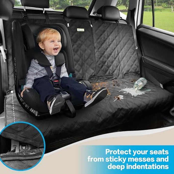 ALLANSING Back Seat Cover for Large SUVs/Trucks Rear Split Bench - Heavy-Duty 900D Waterproof Non-Slip Car Seat Protector for Messy Pet Dogs & Kids, Easy Clean(Black) by ALLANSING - Image 3
