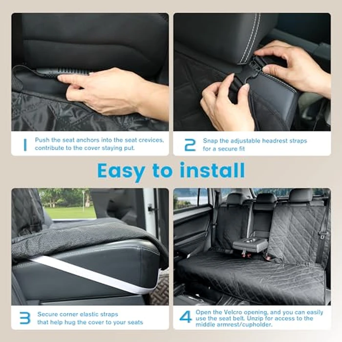 ALLANSING Back Seat Cover for Large SUVs/Trucks Rear Split Bench - Heavy-Duty 900D Waterproof Non-Slip Car Seat Protector for Messy Pet Dogs & Kids, Easy Clean(Black) by ALLANSING - Image 7