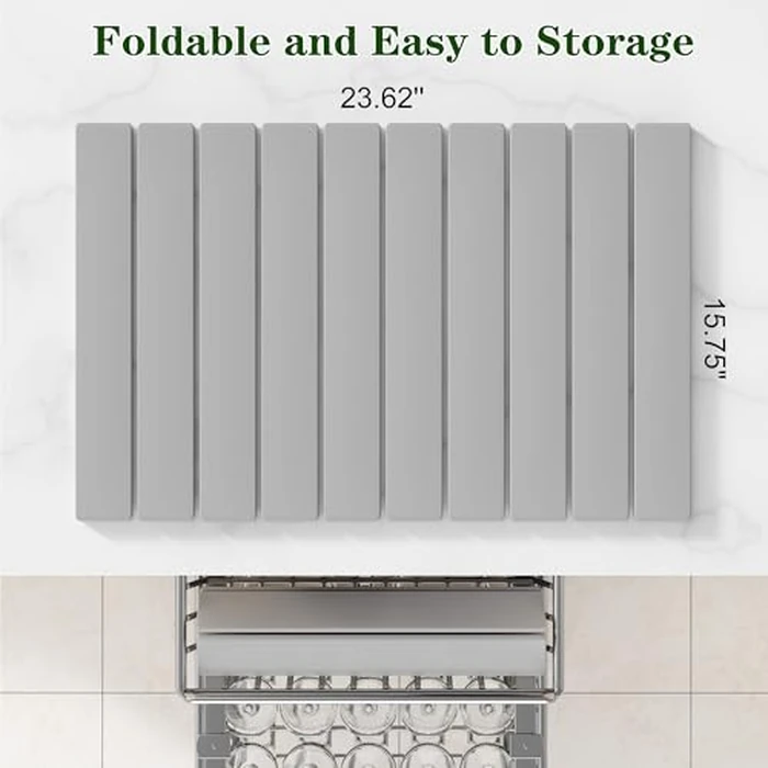 Stone Drying Mat Kitchen - 24''L x 16''W Dish Drying Mat Kitchen Mat Diatomaceous Earth Collapsible Drying Mat Eco-Friendly Absorbent Drying Stone Bath Mat Non-Slip for Dishes Bottles Cups (Grey) by Eslotre - Image 7