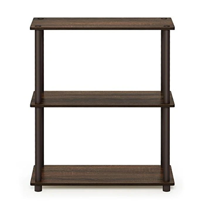 Furinno Turn-N-Tube Storage Shelves, 3-Tier Book Shelf, Corner Shelf, Toolless Open Shelves, for Organization and Storage, Living Room, Bedroom, Entryway, Laundry, Black Walnut by Furinno - Image 3