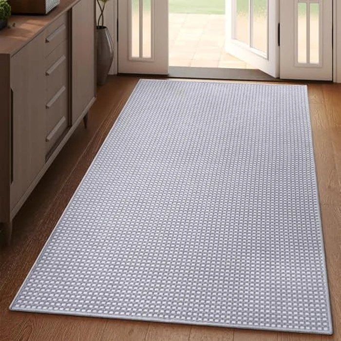 YDKGL Boho 3x5 ft Washable Area Rug Entryway Runner for Kitchen, Non Slip Woven Hallway Rugs Kitchen Mats for Floor Hall Rug Indoor Door Mat Carpet for Backdoor Bedroom Living Room, Easy Clean, Gray by YDKGL - Used - Very Good condition - CA$57.23