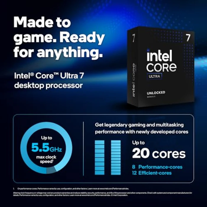 Intel Core Ultra 7 Desktop Processor 265K - 20 cores (8 P-cores + 12 E-cores) up to 5.5 GHz by Intel - Image 2
