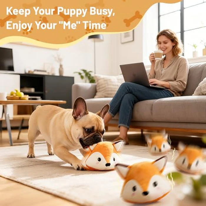 VYsTN Interactive Fox Puppy Toy for Anxiety & Boredom Relief - Automatic Self-Moving, Bouncing & Vibrating with Sound for Mental Stimulation | Rechargeable & Chew-Resistant for All Breed Sizes by VYsTN - Image 6