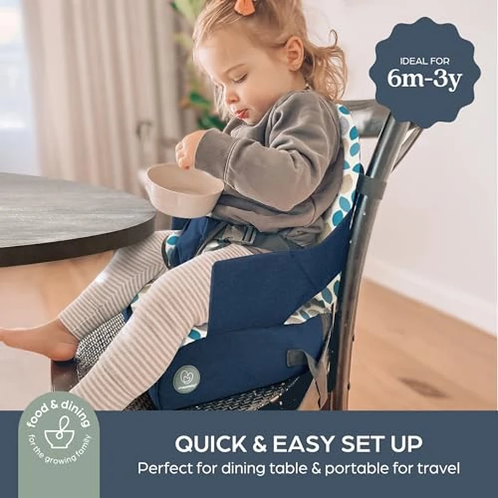 Dreambaby Grab ‘N Go Kids Booster Seat - Portable Travel Toddler High Chair for Dining (6M-3Y) with Storage & Shoulder Strap - Lightweight and Compact by Dreambaby - Image 2