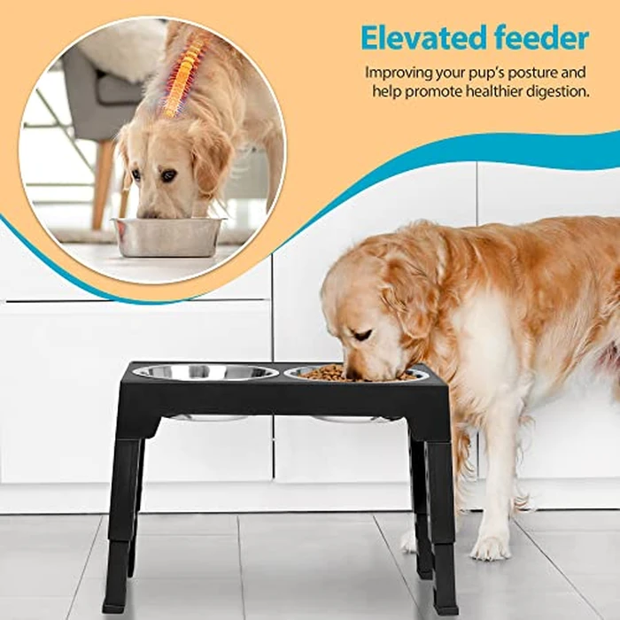 Niubya Elevated Dog Bowls with 2 Stainless Steel Dog Food Bowls, Raised Dog Bowl Adjusts to 5 Heights (3.15", 8.66", 9.84",11.02", 12.2") for Small Medium and Large Dogs by Niubya - Image 5