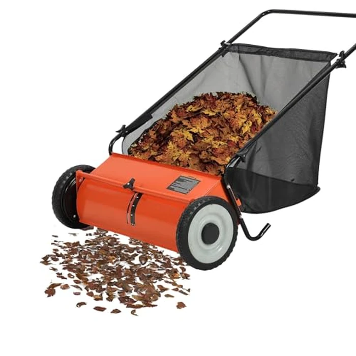 26-Inch Push Lawn Sweeper - 4 Fast Brushes, 7 Cu.ft Collector, Adjustable Height - Durable Steel Frame - Manual Hand-Push for Yard, Garden, Patio & Driveway Cleanup by PeacefulHues - Used - Like New condition - US$96.32