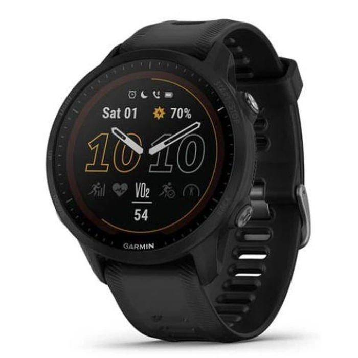 Garmin Forerunner 955 Solar Smartwatch - 33mm - Black Fiber-reinforced Polymer Case with Black Silicone Strap by Garmin - Image 2