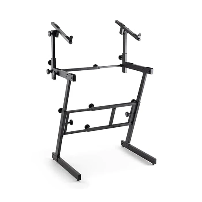 OnStage KS7365EJ Folding-Z Keyboard Stand w/ Second Tier (Heavy-Duty, Ergonomic, Digital Pianos, Synthesizers, Organs, Up to 400LBs, Double Keyboard Rig, Portable, Z-Style Frame, Black) by OnStage - Used - Like New condition - US$149.04