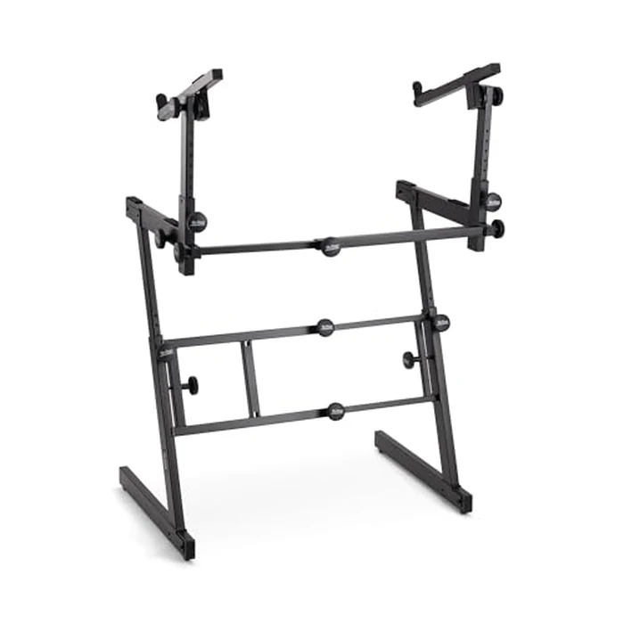 OnStage KS7365EJ Folding-Z Keyboard Stand w/ Second Tier (Heavy-Duty, Ergonomic, Digital Pianos, Synthesizers, Organs, Up to 400LBs, Double Keyboard Rig, Portable, Z-Style Frame, Black) by OnStage - Image 2