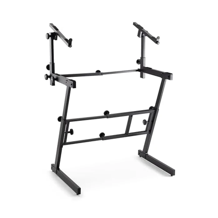 OnStage KS7365EJ Folding-Z Keyboard Stand w/ Second Tier (Heavy-Duty, Ergonomic, Digital Pianos, Synthesizers, Organs, Up to 400LBs, Double Keyboard Rig, Portable, Z-Style Frame, Black) by OnStage - Image 4