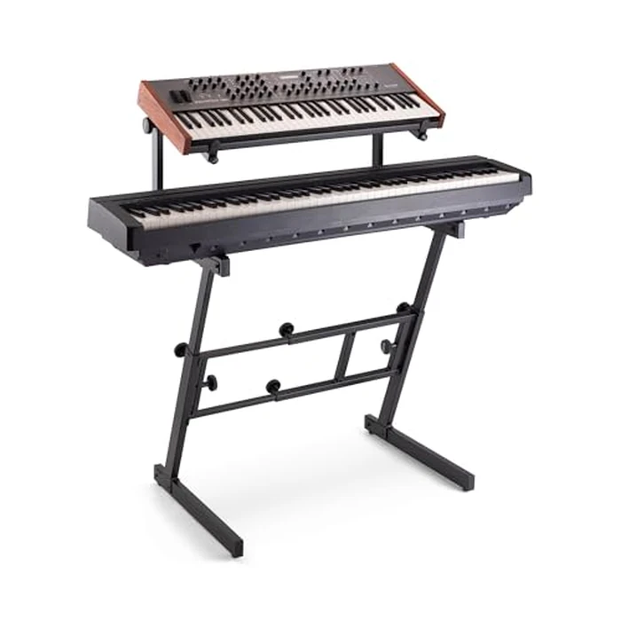 OnStage KS7365EJ Folding-Z Keyboard Stand w/ Second Tier (Heavy-Duty, Ergonomic, Digital Pianos, Synthesizers, Organs, Up to 400LBs, Double Keyboard Rig, Portable, Z-Style Frame, Black) by OnStage - Image 5