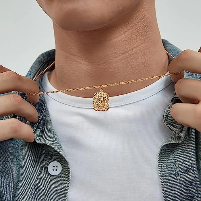 ASUWISH Gold Initial Necklaces for Men and Women, 18K Gold Plated Letter A-Z Cross Pendant with Adjustable Rope Chain, Letter Necklace for Women and Men (A, Gold) by ASUWISH - Image 8