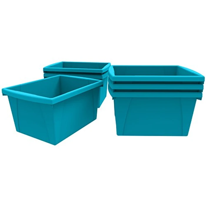 Storex 4 Gallon Classroom Storage Bin, 13.6 x 11.3 x 7.9", Teal, Case of 6 by Storex - Used - Good condition - CA$36.20