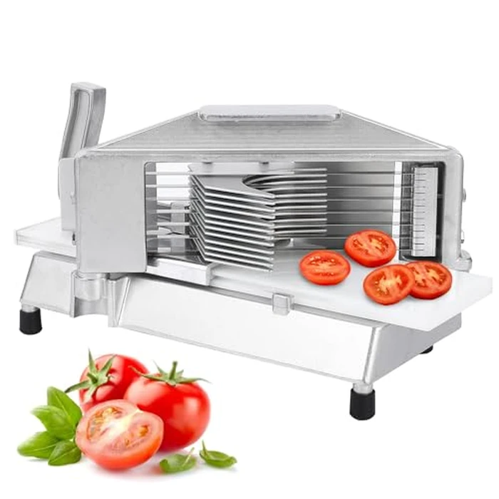 Joankaren Commercial Tomato Slicer - Heavy Duty 3/8" Tomato Cutter with Built-in Cutting Board, Aluminum Frame & Stainless Steel Blades for Home & Restaurant Use by JoanKaren - Used - Very Good condition - CA$43.56