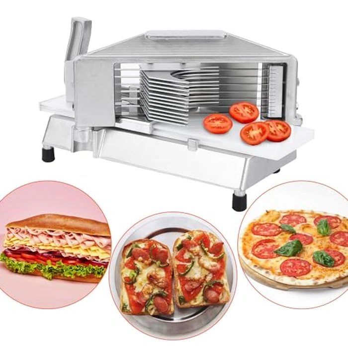 Joankaren Commercial Tomato Slicer - Heavy Duty 3/8" Tomato Cutter with Built-in Cutting Board, Aluminum Frame & Stainless Steel Blades for Home & Restaurant Use by JoanKaren - Image 2