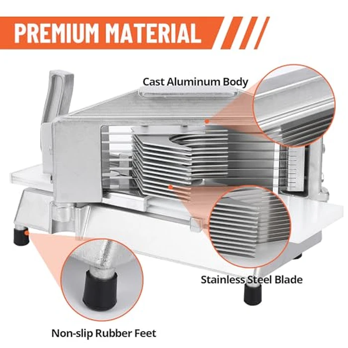 Joankaren Commercial Tomato Slicer - Heavy Duty 3/8" Tomato Cutter with Built-in Cutting Board, Aluminum Frame & Stainless Steel Blades for Home & Restaurant Use by JoanKaren - Image 3