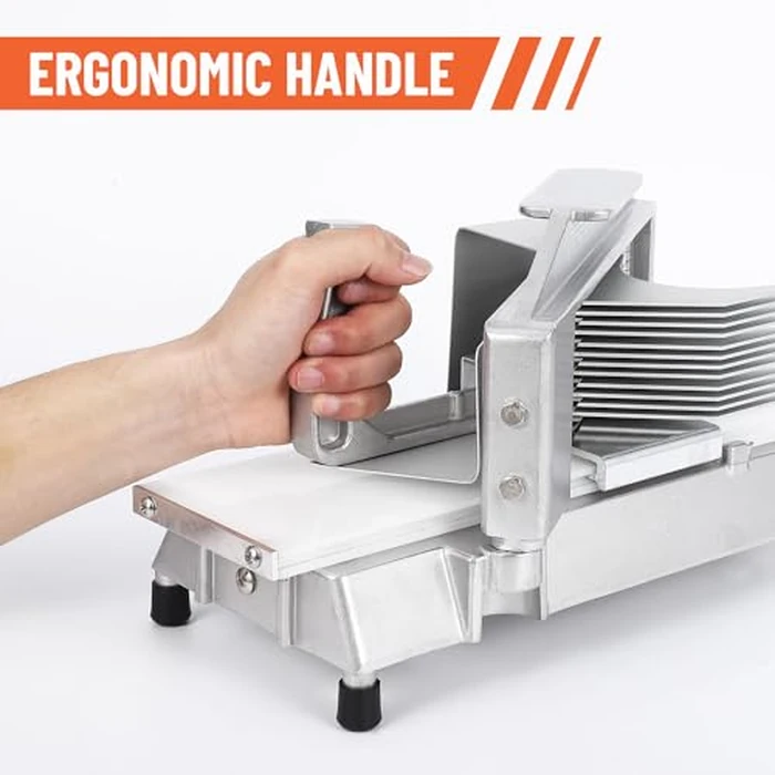 Joankaren Commercial Tomato Slicer - Heavy Duty 3/8" Tomato Cutter with Built-in Cutting Board, Aluminum Frame & Stainless Steel Blades for Home & Restaurant Use by JoanKaren - Image 6