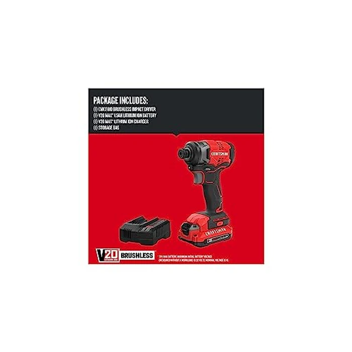 CRAFTSMAN V20 Cordless Impact Driver Kit, 1/4 inch, Battery and Charger Included (CMCF810C1) by CRAFTSMAN - Image 3
