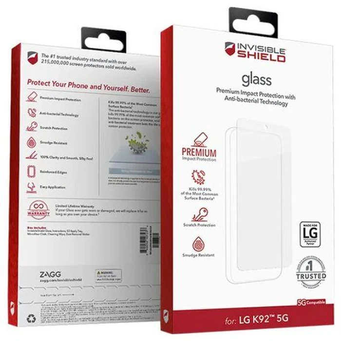 Zagg Invisible Shield Glass Screen Protector for LG K92 5G - Clear by Zagg - Refurbished - Brand New condition - US$20.48