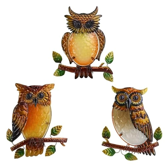 J-Fly Owl Decorative Metal Wall Art Owl Outdoor Decorative Metal Bird Wall Art Exquisite Valentine Decoration Gifts For Garden Patio Porch Bedroom Kitchen Lover Gift 9 Inch Set Of 3 by J-Fly - Used - Like New condition - US$23.01