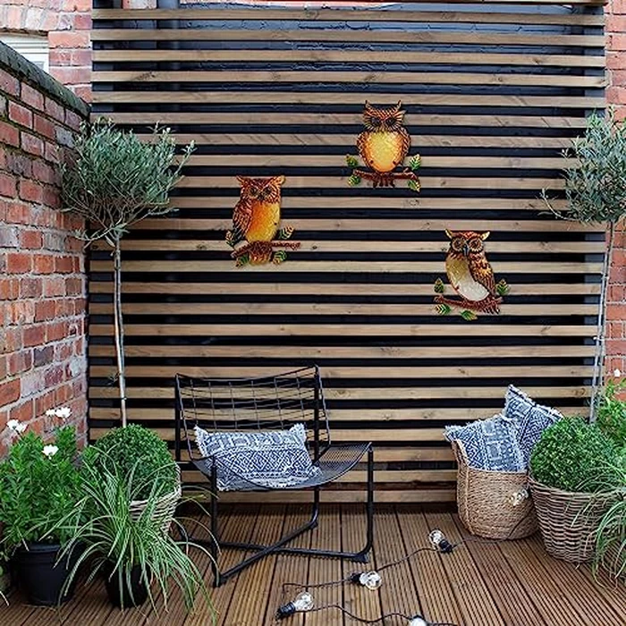 J-Fly Owl Decorative Metal Wall Art Owl Outdoor Decorative Metal Bird Wall Art Exquisite Valentine Decoration Gifts For Garden Patio Porch Bedroom Kitchen Lover Gift 9 Inch Set Of 3 by J-Fly - Image 3
